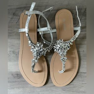 Jeweled Flats sandals size 8 worn once after one wedding